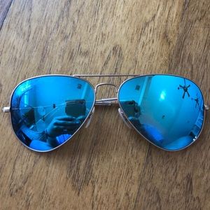 Ray-Ban aviators blue reflective sunglasses